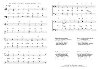 Hymn score of: He who saved us when assaulted (Thomas Kelly/Johannes Thomas Rüegg)