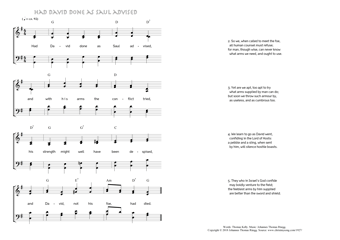 Hymn score of: Had David done as Saul advised (Thomas Kelly/Johannes Thomas Rüegg)