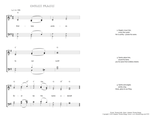 Hymn score of: Endless praises (Thomas Kelly/Johannes Thomas Rüegg)