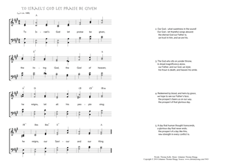 Hymn score of: To Israel's God let praise be given (Thomas Kelly/Johannes Thomas Rüegg)