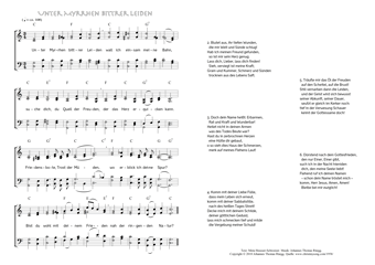 Hymn score of: Unter Myrrhen bittrer Leiden (Meta Heusser-Schweizer/Johannes Thomas Rüegg)