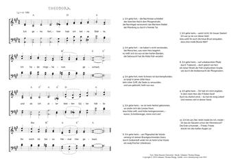 Hymn score of: Ich gehe fort, – hier hab ich keine Stätte - Theodora (Meta Heusser-Schweizer/Johannes Thomas Rüegg)