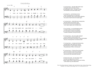 Hymn score of: I must go hence, – here there is nought abiding - Theodora (Meta Heusser-Schweizer/Jane Laurie Borthwick/Johannes Thomas Rüegg)