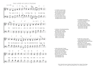 Hymn score of: The Lord of life is risen! (Johann Peter Lange/Henry Harbaugh/Johannes Thomas Rüegg)