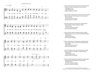 Hymn score of: Hör ich euch wieder, ihr Töne des Frühlings, erklingen - Loblied (Meta Heusser-Schweizer/Johannes Thomas Rüegg)