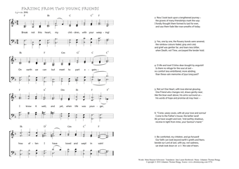 Hymn score of: Break not this heart, my children - Parting from two young friends (Meta Heusser-Schweizer/Jane Laurie Borthwick/Johannes Thomas Rüegg)