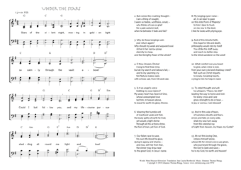 Hymn score of: Stars of the silent night - Under the stars (Meta Heusser-Schweizer/Jane Laurie Borthwick/Johannes Thomas Rüegg)