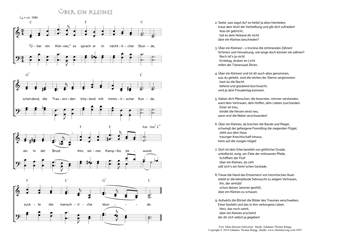 Hymn score of: "Über ein Kleines," so sprach er in nächtlicher Stunde (Meta Heusser-Schweizer/Johannes Thomas Rüegg)