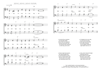 Hymn score of: Jesus, Jesus, Jesus sigter (Ludämilia Elisabeth von Schwarzburg-Rudolstadt/Hans Adolph Brorson/Johannes Thomas Rüegg)