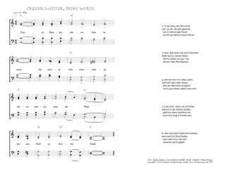 Hymn score of: Treuer Meister, deine Worte (Angelus Silesius/Johannes Thomas Rüegg)