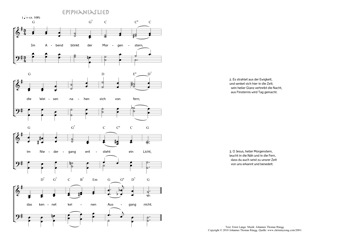 Hymn score of: Im Abend blinkt der Morgenstern - Epiphaniaslied (Ernst Lange/Johannes Thomas Rüegg)