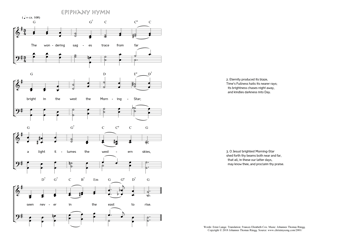 Hymn score of: The wondering sages trace from far - Epiphany Hymn (Ernst Lange/Frances Elizabeth Cox/Johannes Thomas Rüegg)