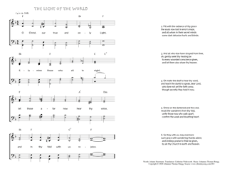 Hymn score of: O Christ, our true and only Light - The Light of the World (Johann Heermann/Catherine Winkworth/Johannes Thomas Rüegg)