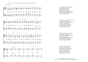 Hymn score of: Wo soll ich hin, wer hilfet mir? (Joachim Neander/Johannes Thomas Rüegg)