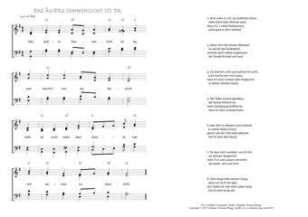 Hymn score of: Das äußre Sonnenlicht ist da (Gerhard Tersteegen/Johannes Thomas Rüegg)