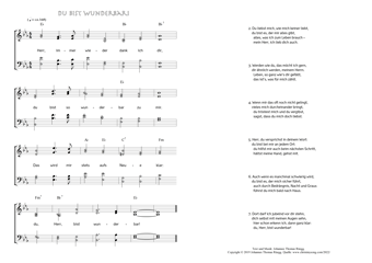 Hymn score of: Herr, immer wieder dank ich dir - Du bist Wunderbar! (Johannes Thomas Rüegg)
