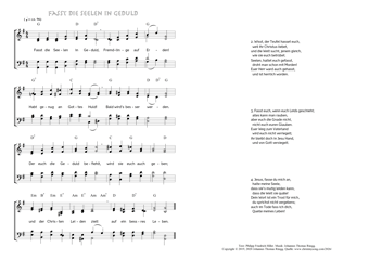 Hymn score of: Fasst die Seelen in Geduld (Philipp Friedrich Hiller/Johannes Thomas Rüegg)