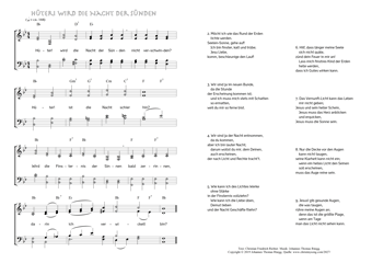 Hymn score of: Hüter! wird die Nacht der Sünden (Christian Friedrich Richter/Johannes Thomas Rüegg)
