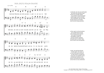 Hymn score of page 1 of: Wohl dem Menschen, der nicht wandelt - Der erste Psalm Davids (Paul Gerhardt/Johannes Thomas Rüegg)