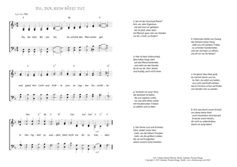 Hymn score of: Du, der kein Böses tut (Johann Samuel Diterich/Johannes Thomas Rüegg)