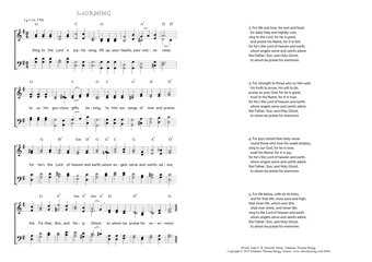 Hymn score of: Sing to the Lord a joyful song - Morning (John S. B. Monsell/Johannes Thomas Rüegg)