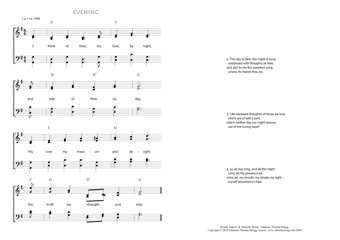 Hymn score of: I think of thee, my God, by night - Evening (John S. B. Monsell/Johannes Thomas Rüegg)