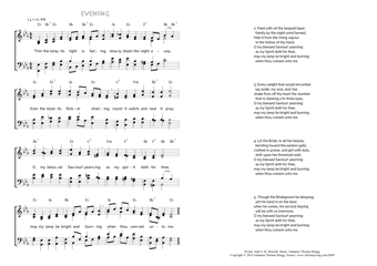 Hymn score of: Trim the lamp, its light is fading - Evening (John S. B. Monsell/Johannes Thomas Rüegg)