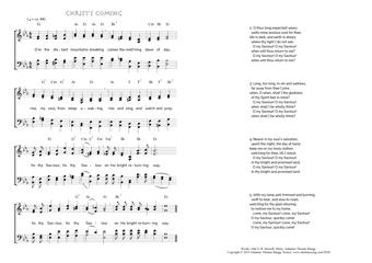 Hymn score of: O'er the distant mountains breaking - Christ's Coming (John S. B. Monsell/Johannes Thomas Rüegg)