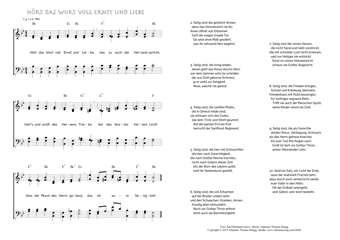 Hymn score of: Hört das Wort voll Ernst und Liebe (Karl Bernhard Garve/Johannes Thomas Rüegg)