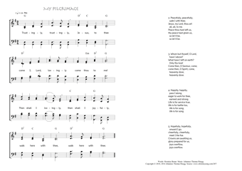 Hymn score of: Trustingly, trustingly - My Pilgrimage (Horatius Bonar/Johannes Thomas Rüegg)
