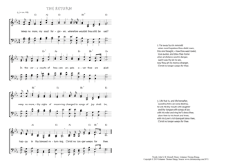 Hymn score of: Weep no more, my soul! forgiven - The Return (John S. B. Monsell/Johannes Thomas Rüegg)