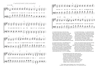 Hymn score of: I would not live alway – live alway below! (William Augustus Muhlenberg/Johannes Thomas Rüegg)