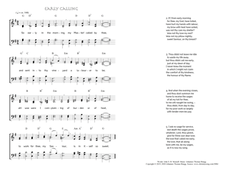 Hymn score of: So early in the morning - Early Calling (John S. B. Monsell/Johannes Thomas Rüegg)