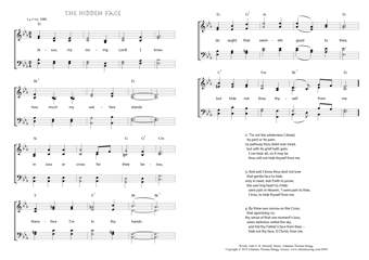 Hymn score of: Jesus, my loving Lord! I know - The Hidden Face (John S. B. Monsell/Johannes Thomas Rüegg)