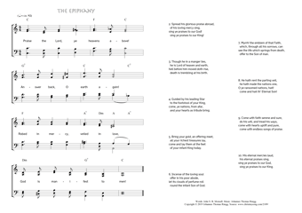 Hymn score of: Praise the Lord, ye heavens above! - The Epiphany (John S. B. Monsell/Johannes Thomas Rüegg)