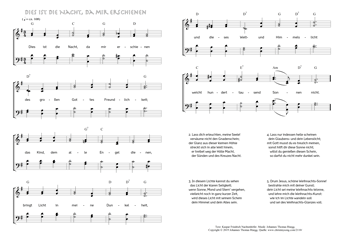 Hymn score of: Dies ist die Nacht, da mir erschienen (Kaspar Friedrich Nachtenhöfer/Johannes Thomas Rüegg)
