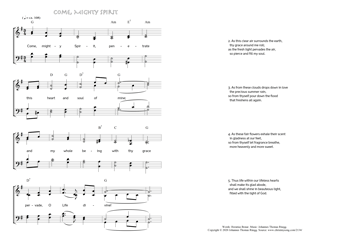 Hymn score of: Come, mighty Spirit, penetrate - Come, Mighty Spirit (Horatius Bonar/Johannes Thomas Rüegg)