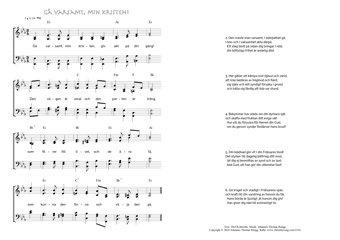Hymn score of: Gå varsamt, min kristen, giv akt på din gång! (Olof Kolmodin/Johannes Thomas Rüegg)