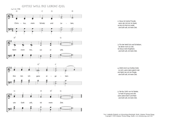 Hymn score of: Christus, mein Schatz und Leben - Gottes Will des Lebens Ziel (Ludämilia Elisabeth von Schwarzburg-Rudolstadt/Johannes Thomas Rüegg)