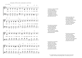 Hymn score of: Gott, bei dir ist die Gnade - Dank für die Gnade Gottes (Ludämilia Elisabeth von Schwarzburg-Rudolstadt/Johannes Thomas Rüegg)