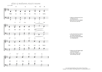 Hymn score of: Räds ej bekänna Kristi namn (Erik Natanael Söderberg/Johannes Thomas Rüegg)