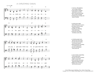 Hymn score of: Carol, brothers, carol - A Christmas Carol (William Augustus Muhlenberg/Johannes Thomas Rüegg)