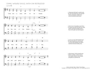 Hymn score of: Come, weary souls, with sin distressed (Anne Steele/Johannes Thomas Rüegg)