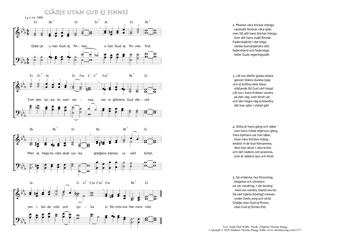 Hymn score of: Glädje utan Gud ej finnes (Johan Olof Wallin/Johannes Thomas Rüegg)