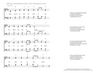 Hymn score of: When, wounded sore, the stricken soul (Cecil Frances Alexander/Johannes Thomas Rüegg)