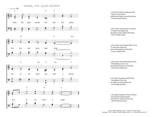 Hymn score of: Hark, the glad sound! the Saviour comes (Philip Doddridge/Johannes Thomas Rüegg)
