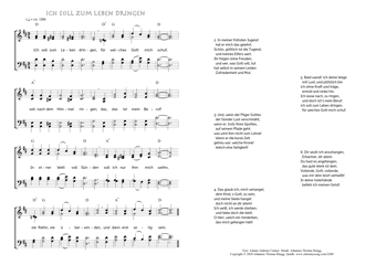Hymn score of: Ich soll zum Leben dringen (Johann Andreas Cramer/Johannes Thomas Rüegg)