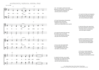 Hymn score of: Aufrichtig, redlich, offen, frei (Johann Andreas Cramer/Johannes Thomas Rüegg)
