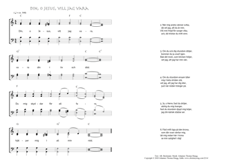 Hymn score of: Din, o Jesus, vill jag vara (Alb. Beckman/Johannes Thomas Rüegg)