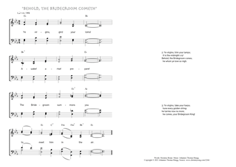 Hymn score of: Ye virgins, gird your loins! - "Behold, the Bridegroom Cometh" (Horatius Bonar/Johannes Thomas Rüegg)